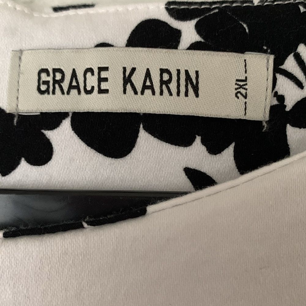Grace Karin Black White Sleeveless A-Line Midi Dress Size 2XL - Picture 7 of 9